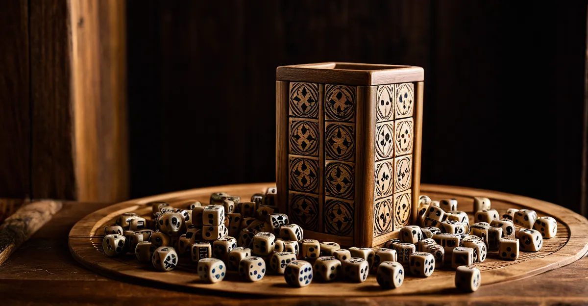 Tour lanceur de dés Dragon naturel en bois pour jeux de rôle. Accessoire